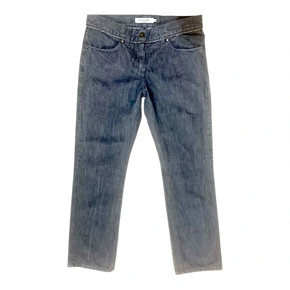 Saint Laurent / Rive Gauche Faded Black Denim Jeans with YSL logo - Picture 1 of 11